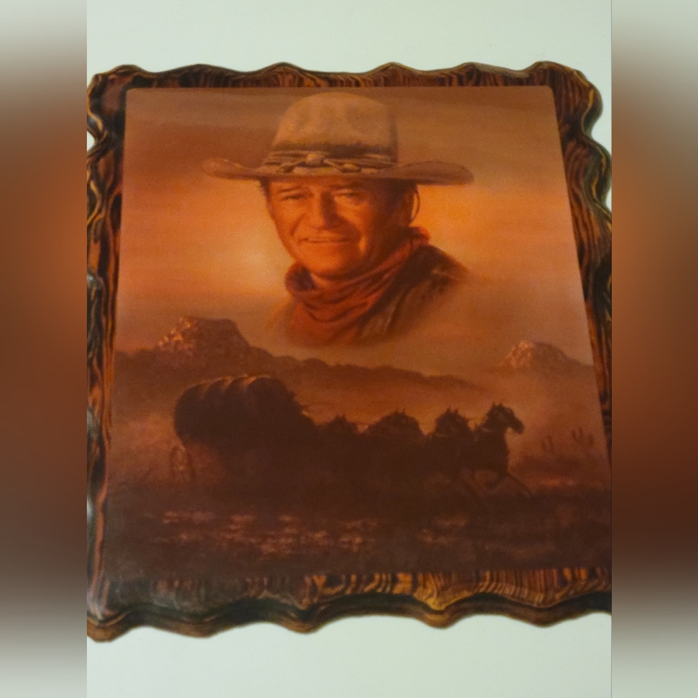 John Wayne on wood plaque 19"x23"